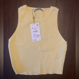 NWT Zara Cream Yellow Knit Tank